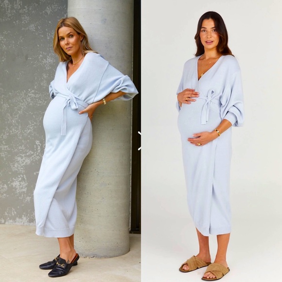 Legoe Heritage Dresses & Skirts - Knit Cotton Wrap Dress (Powder Blue)